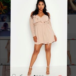 Boohoo Plunge Ruffle Wrap Dress